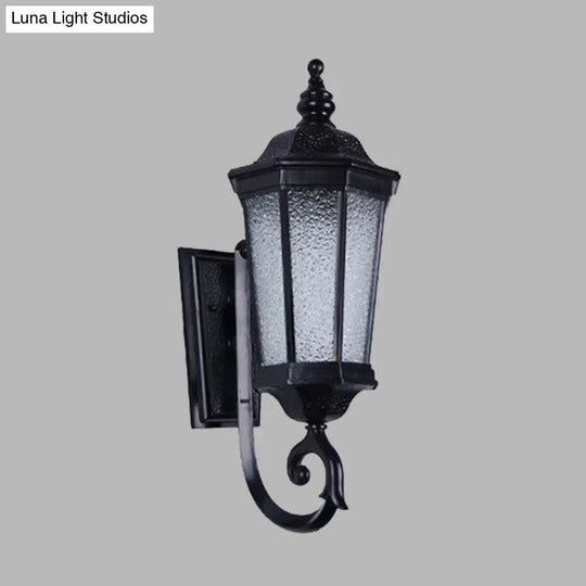 Verum Wall Sconce - 1-Light Country Water Glass Lamp In Sleek Black Finish Mounted Lighting Fixture