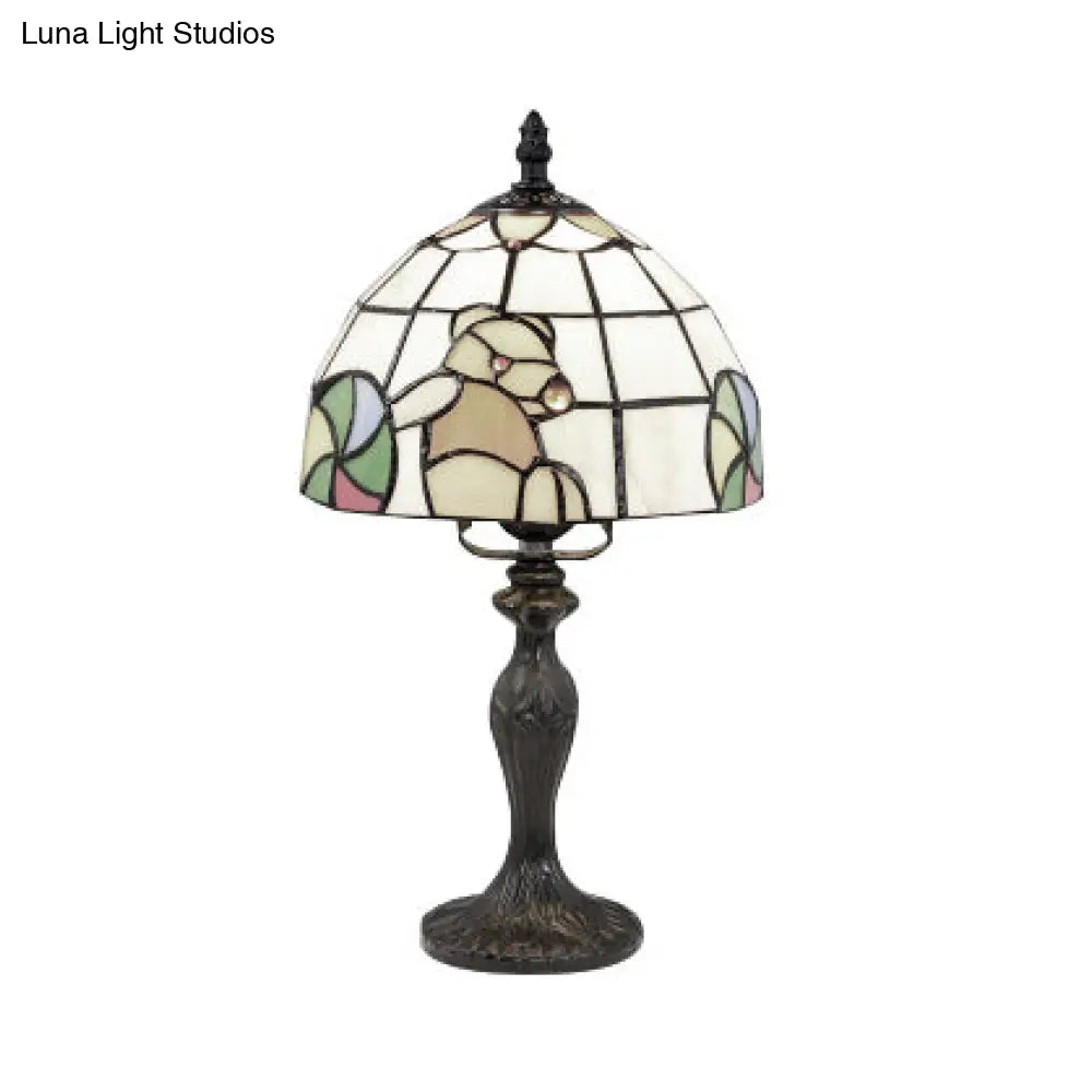 Vibrant Tiffany Rustic Stained Glass Desk Lamp With Floral And Seasonal Patterns - Perfect For Study