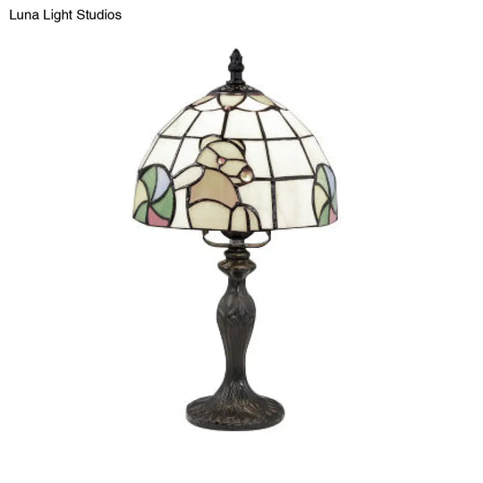 Vibrant Tiffany Rustic Stained Glass Desk Lamp With Floral And Seasonal Patterns - Perfect For Study