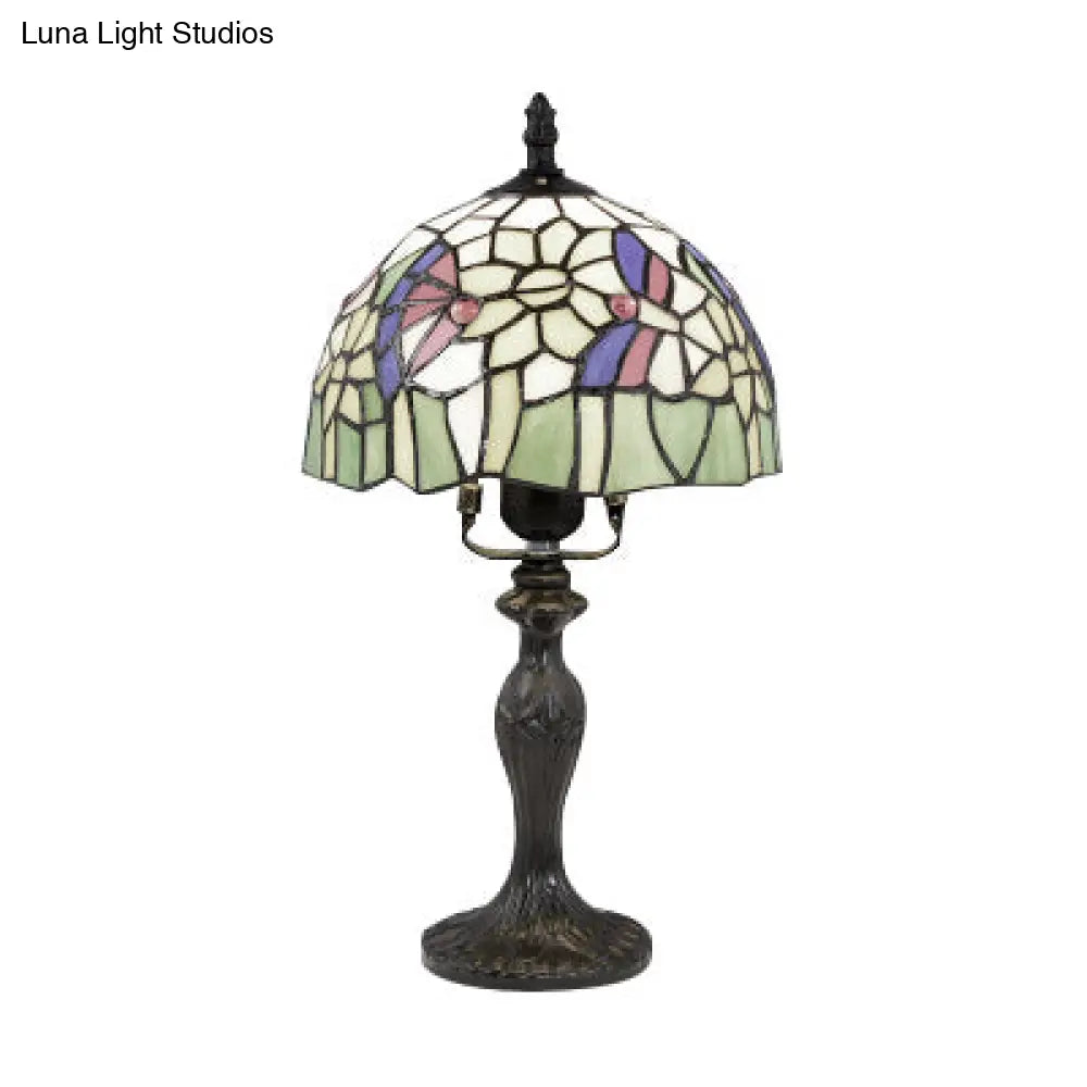 Vibrant Tiffany Rustic Stained Glass Desk Lamp With Floral And Seasonal Patterns - Perfect For Study