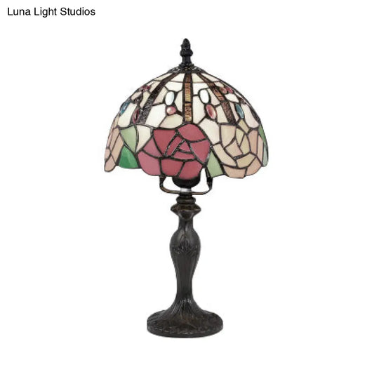 Vibrant Tiffany Rustic Stained Glass Desk Lamp With Floral And Seasonal Patterns - Perfect For Study