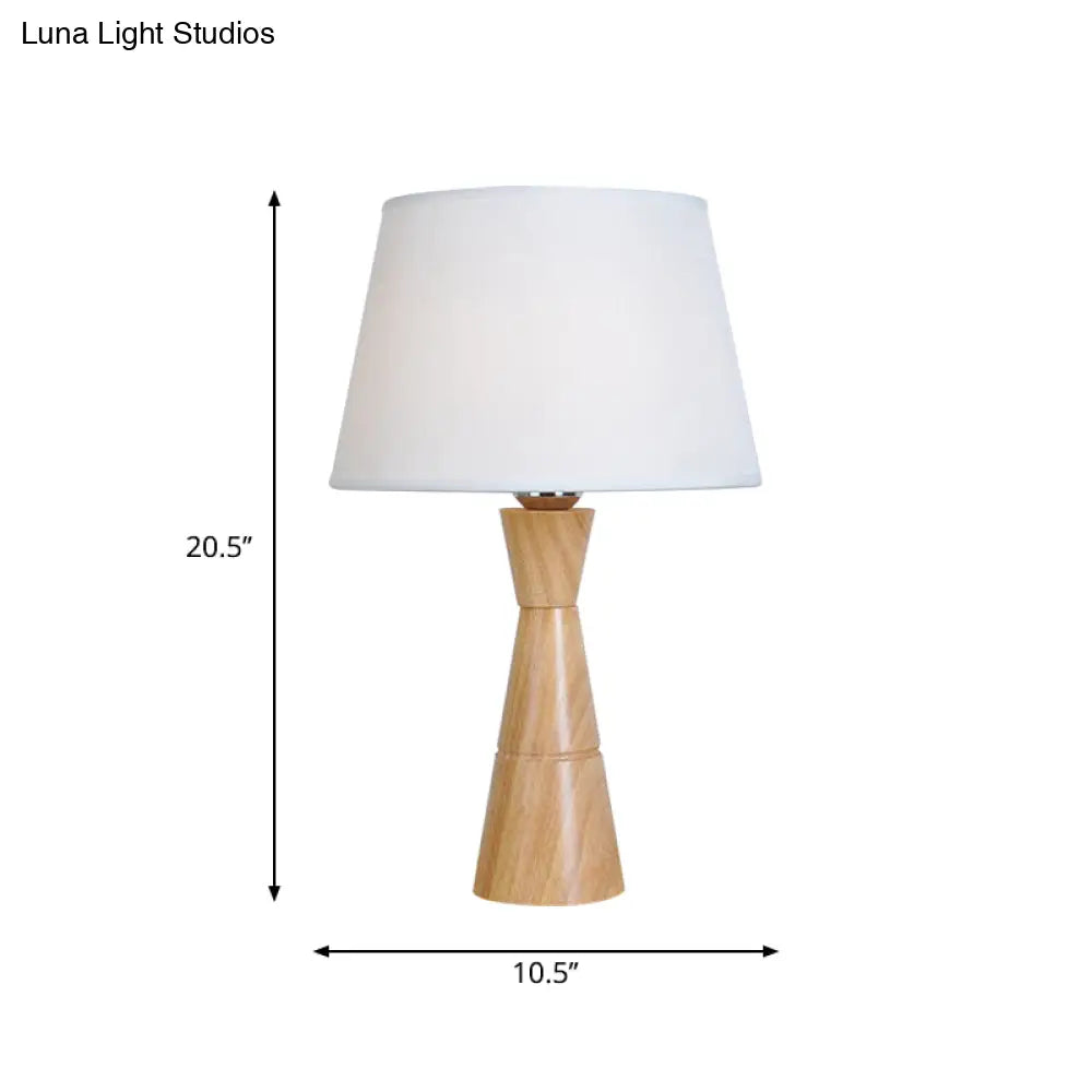 Victoria - Nordic Fabric Wood Table Lamp With Funnel Base