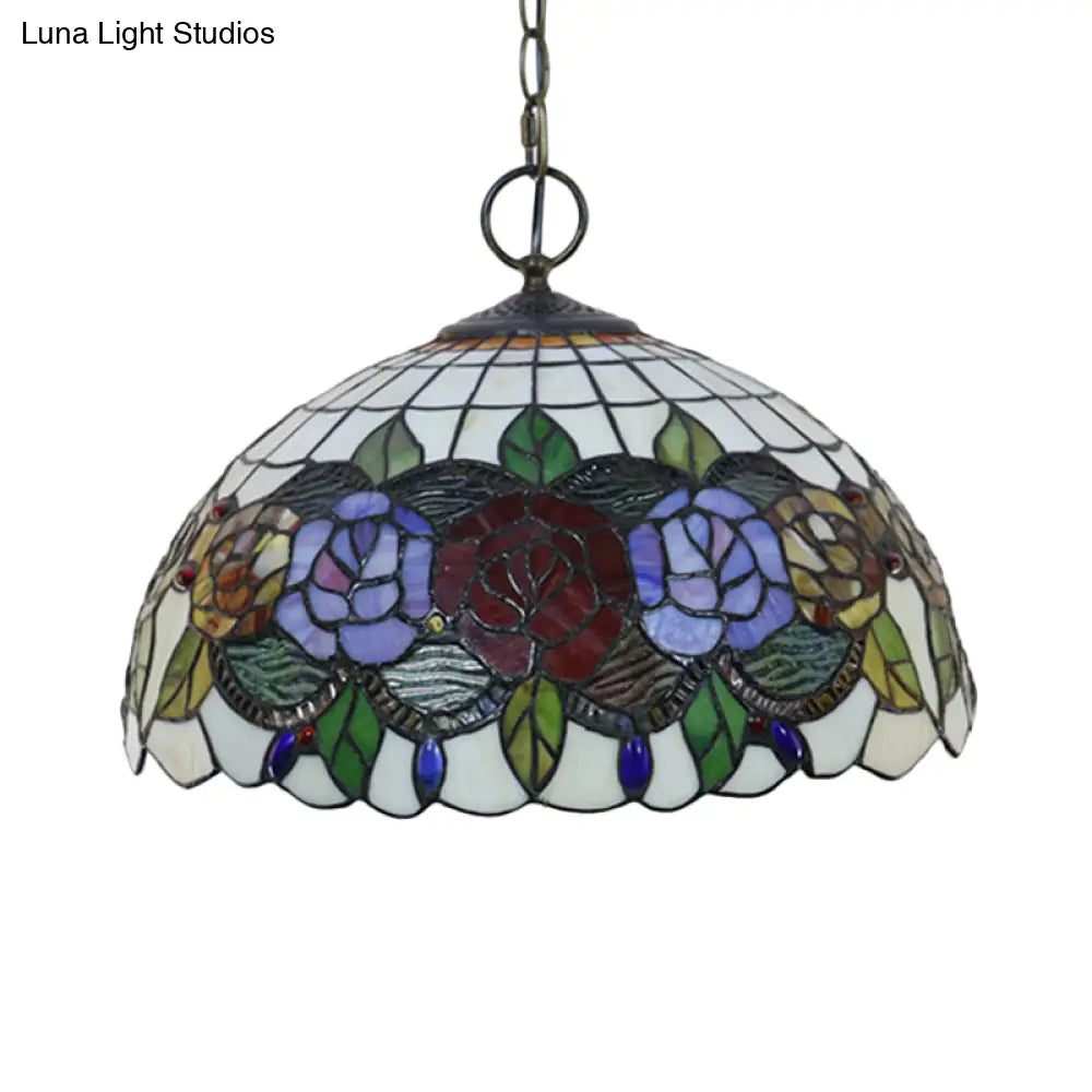 Victorian 3-Light Black Glass Pendant Chandelier - Elegant Dining Room Ceiling Light