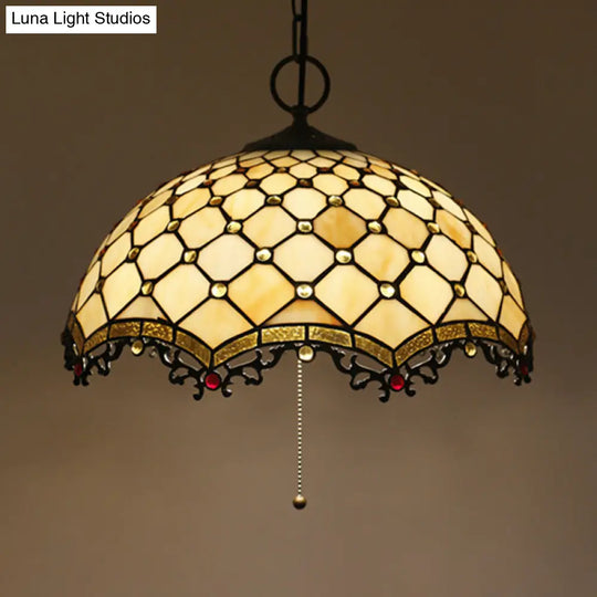 Victorian 3-Light Black Glass Pendant Chandelier - Elegant Dining Room Ceiling Light