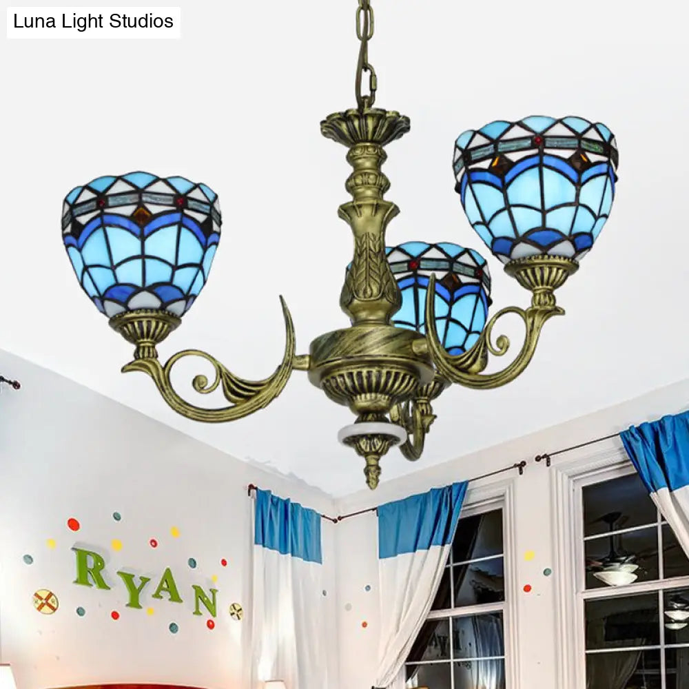 Victorian Blue Cut Glass Chandelier With Curved Arms And 5/9/11 Lights For Bedroom Suspension