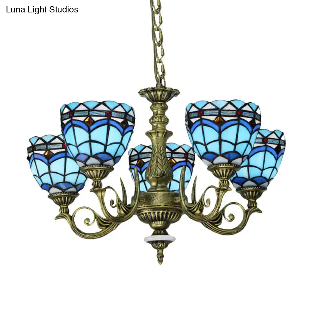 Victorian Blue Cut Glass Chandelier With Curved Arms And 5/9/11 Lights For Bedroom Suspension