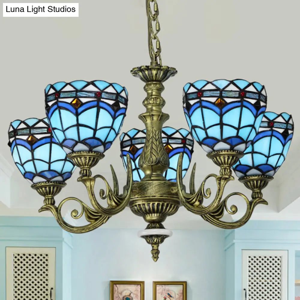 Victorian Blue Cut Glass Chandelier With Curved Arms And 5/9/11 Lights For Bedroom Suspension