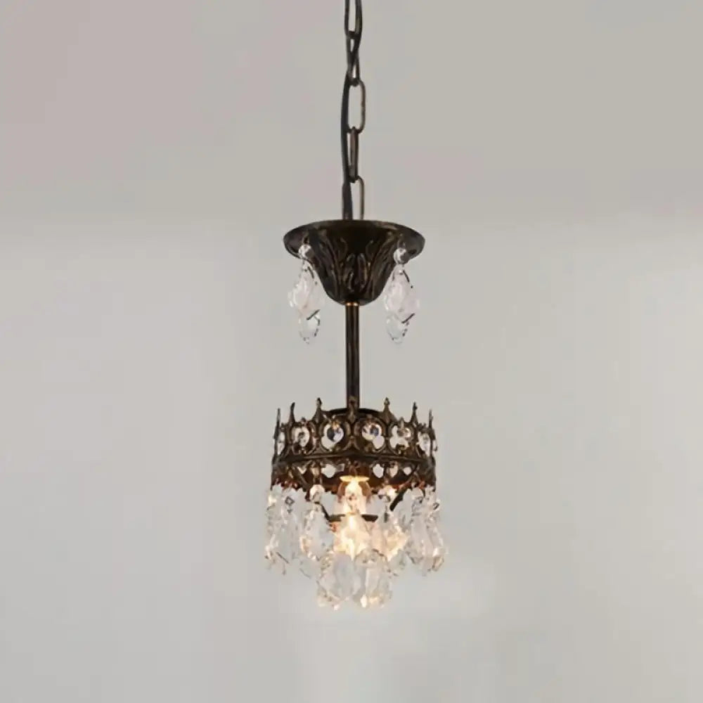 Victorian Clear Teardrop Crystal Chandelier For Living Room - Crown Shaped Hanging Lamp Rust / 5.5