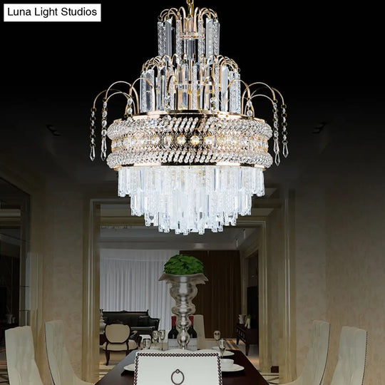 Victorian Crystal Chandelier - 9-Light Golden Pendant Fixture