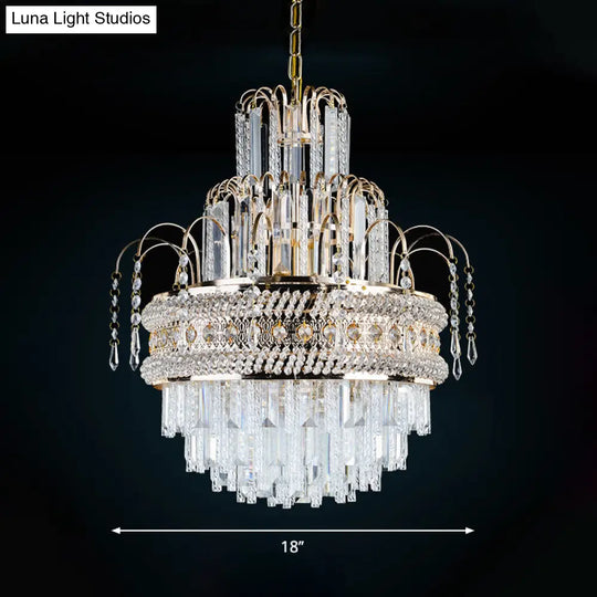 Victorian Crystal Chandelier - 9-Light Golden Pendant Fixture