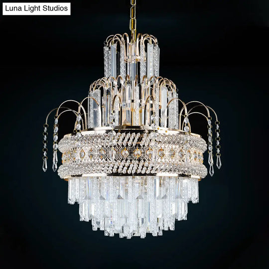 Victorian Crystal Chandelier - 9-Light Golden Pendant Fixture