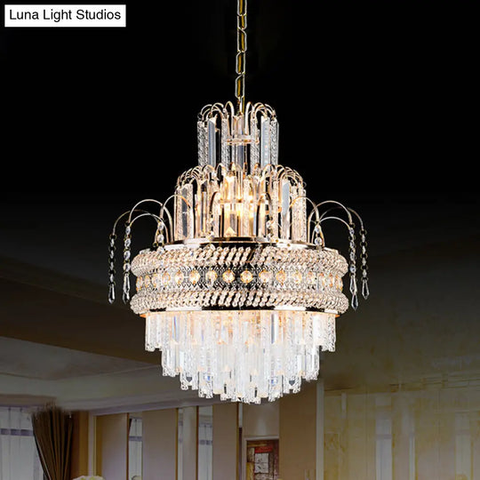 Victorian Crystal Chandelier - 9-Light Golden Pendant Fixture