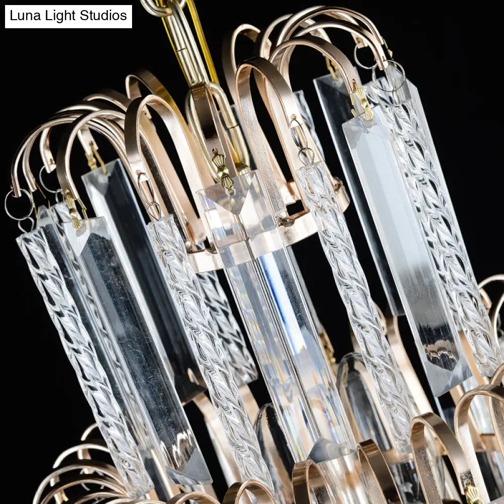 Victorian Crystal Chandelier - 9-Light Golden Pendant Fixture