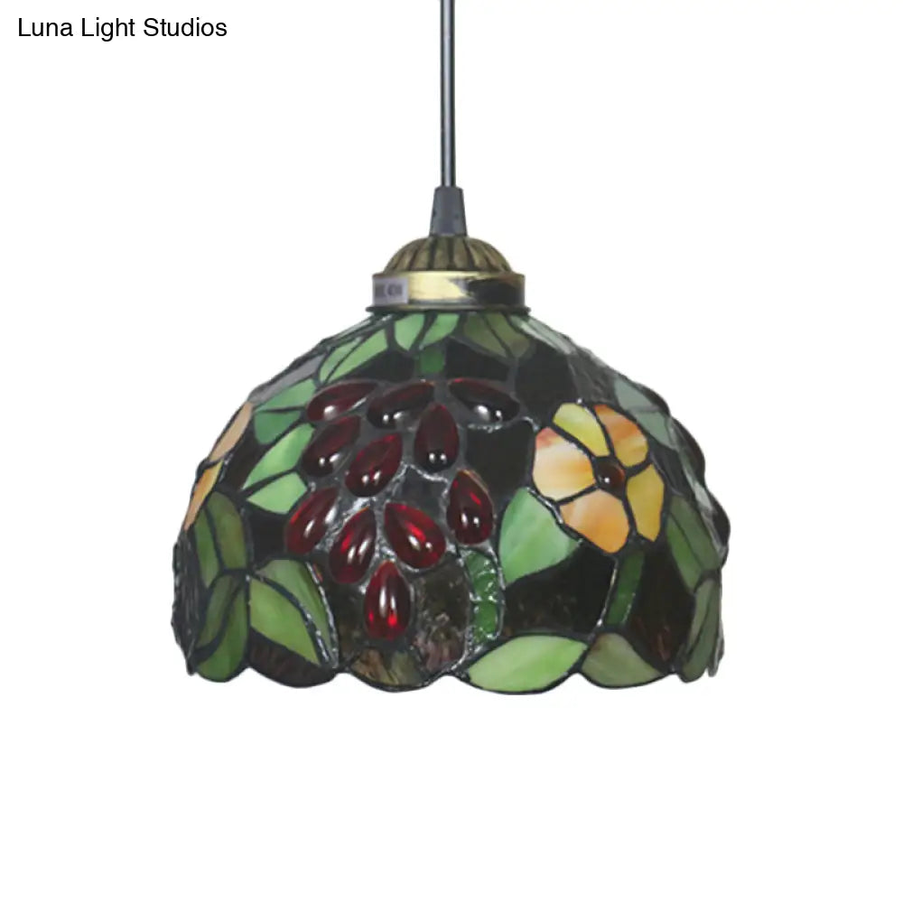 Victorian Cut Glass Pendant Light Kit- Single Grape/Flower/Diamond Suspension Lamp In