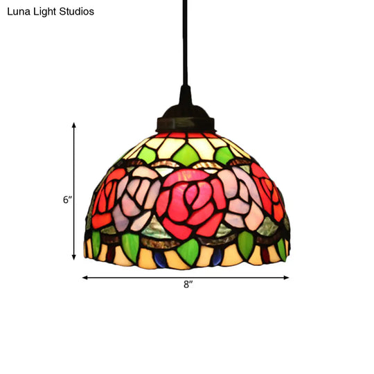 Victorian White/Red/Yellow Cut Glass Pendant Light Kit - Elegant 1-Light Grape/Flower/Diamond