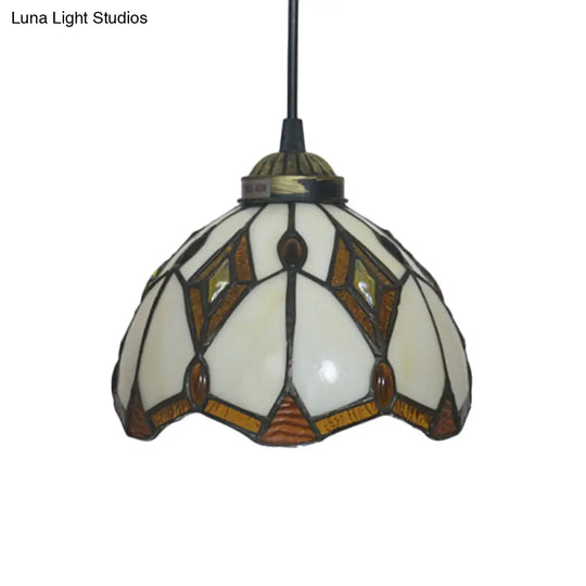 Victorian White/Red/Yellow Cut Glass Pendant Light Kit - Elegant 1-Light Grape/Flower/Diamond