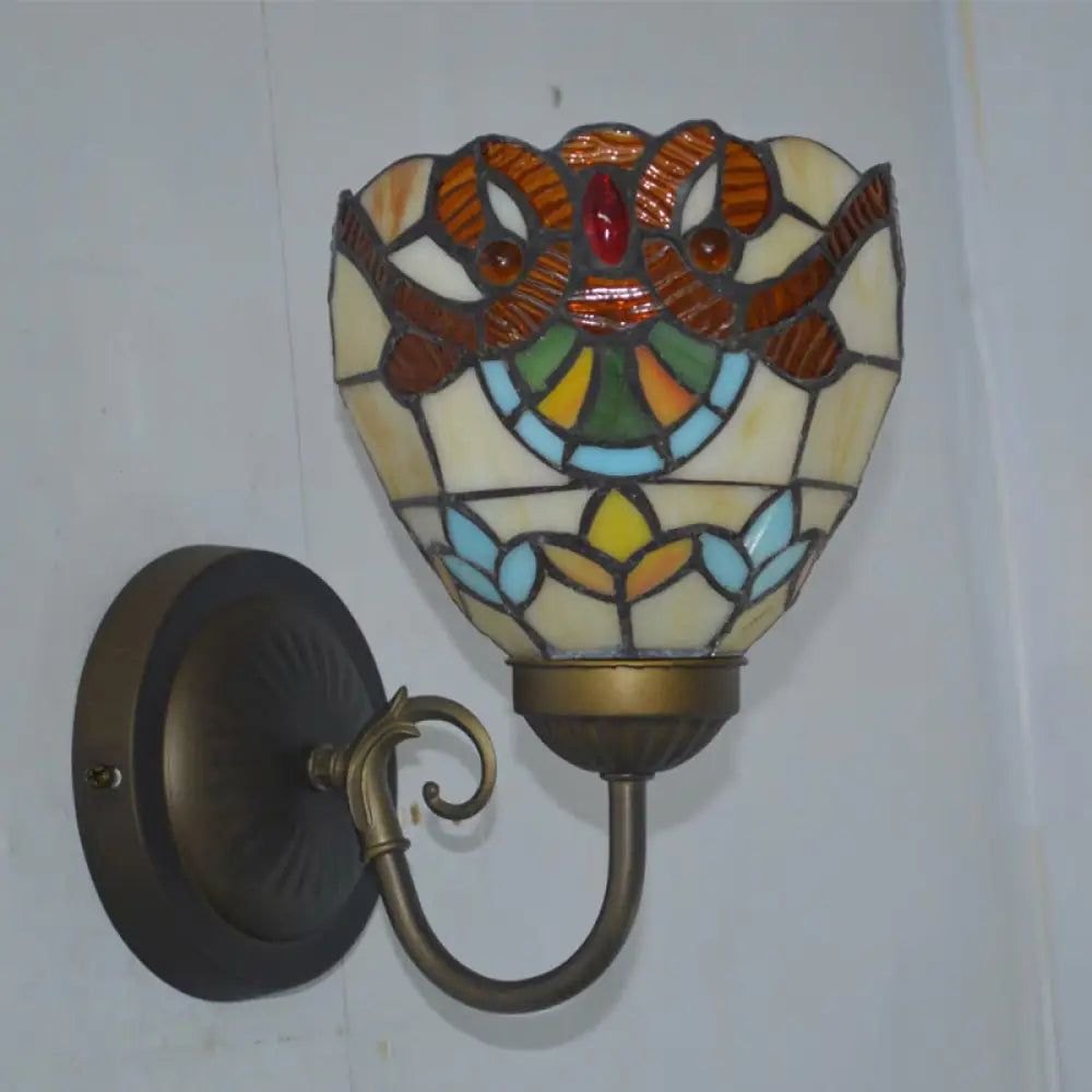 Victorian Hand Cut Glass Brass Wall Sconce - Elegant Dining Room Light Yellow