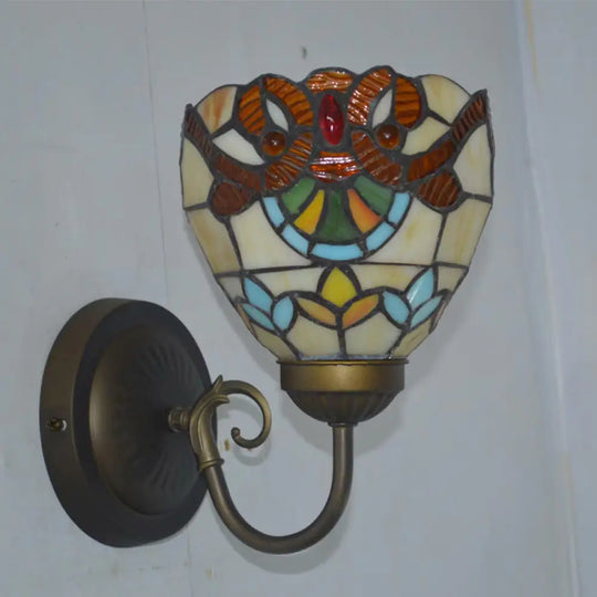 Victorian Hand Cut Glass Brass Wall Sconce - Elegant Dining Room Light Yellow