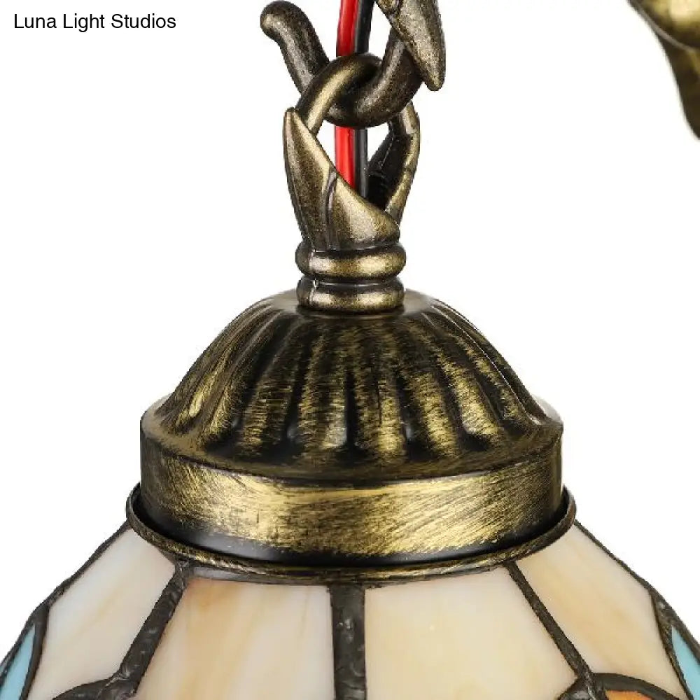 Victorian Tiffany Stained Glass Sconce Lighting With Mermaid - Bell Wall Light