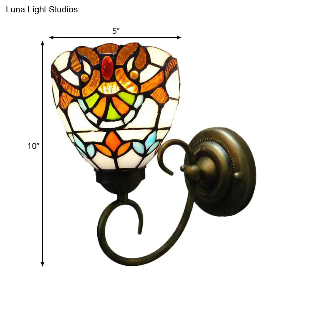 Victorian Wall Light Sconce With Bell Shade Cut Glass & Yellow Bulb - Mounted Lamp