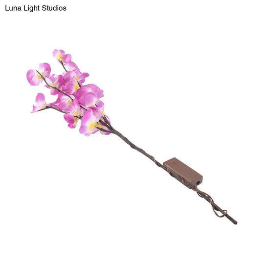 White/Purple And Pink Led Moth Orchid Table Light For Bedroom - Decorative Nightstand Lighting