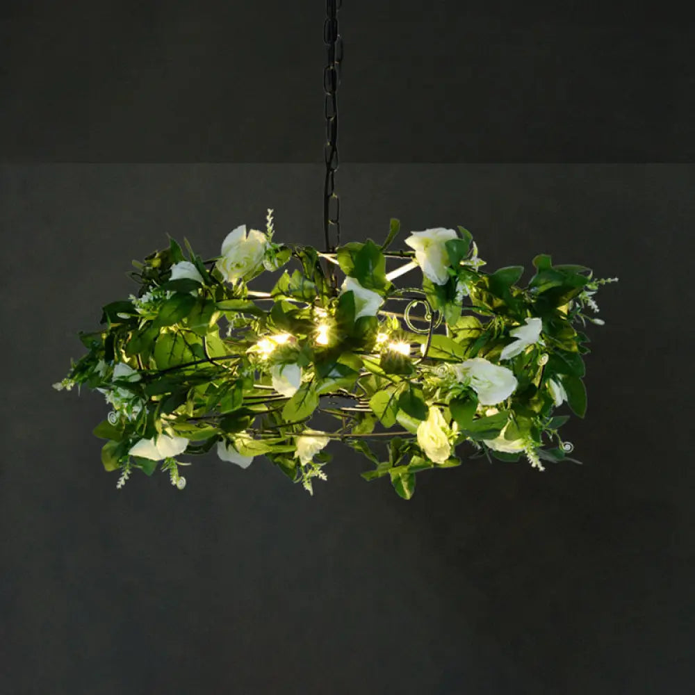 Vintage 1-Light Pendant Light With Metallic Finish - Ideal For Restaurants Artificial Plant Dark