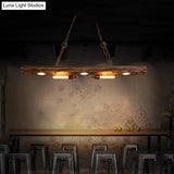 Vintage 2-Light Wood Pendant Light For Restaurant Ceilings: Rectangle Island Lighting