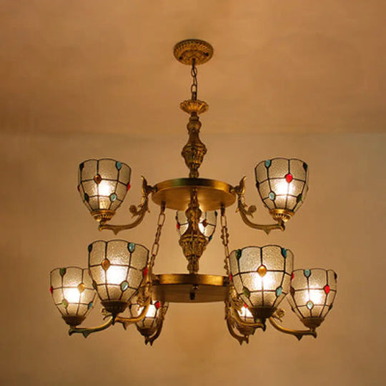 Vintage 2-Tier Beaded Chandelier Pendant With Clear/Yellow Glass Lighting Clear