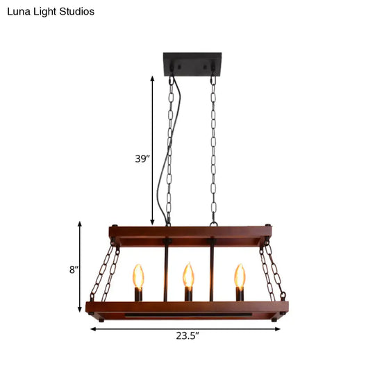 Vintage 3/5 Lights Dining Room Island Lighting Fixture In Brown Pendant