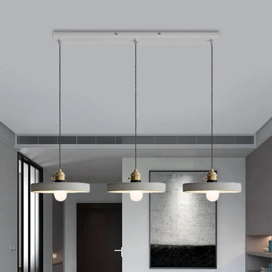 Vintage 3-Light Pendant Lamp Kit With Multiple Cement Shades In Grey - Restaurant Lighting / 3’