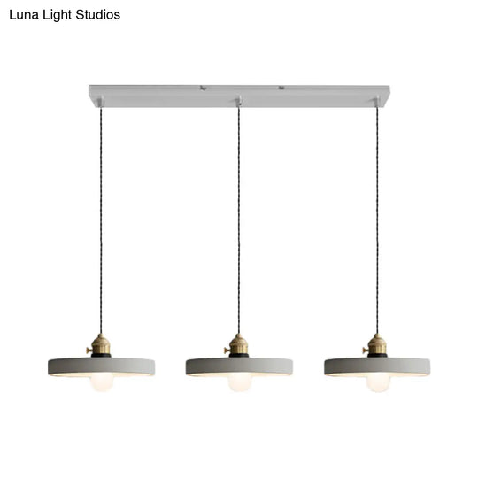 Vintage 3-Light Multi Pendant Hanging Lamp Kit With Cement Shades In Grey Bell/Cone/Drum Design