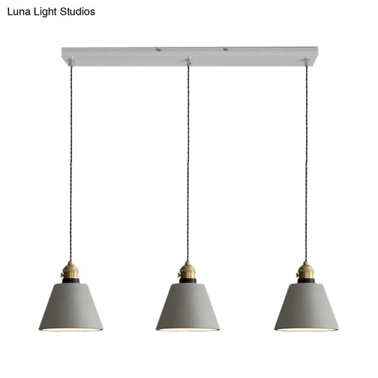 Vintage 3-Light Pendant Lamp Kit With Multiple Cement Shades In Grey - Restaurant Lighting