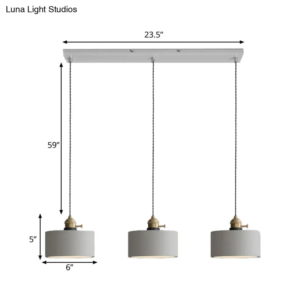 Vintage 3-Light Pendant Lamp Kit With Multiple Cement Shades In Grey - Restaurant Lighting