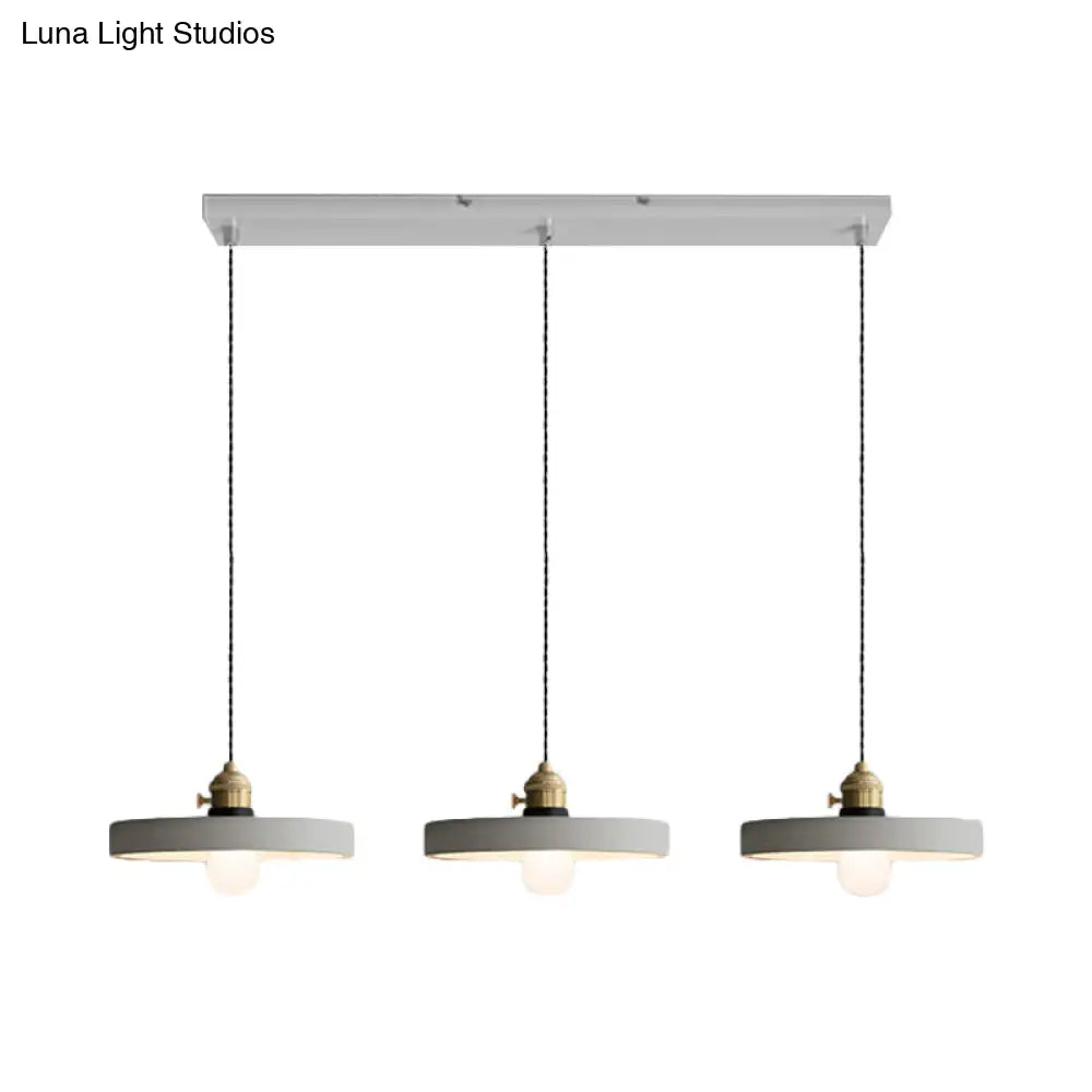 Vintage 3-Light Pendant Lamp Kit With Multiple Cement Shades In Grey - Restaurant Lighting