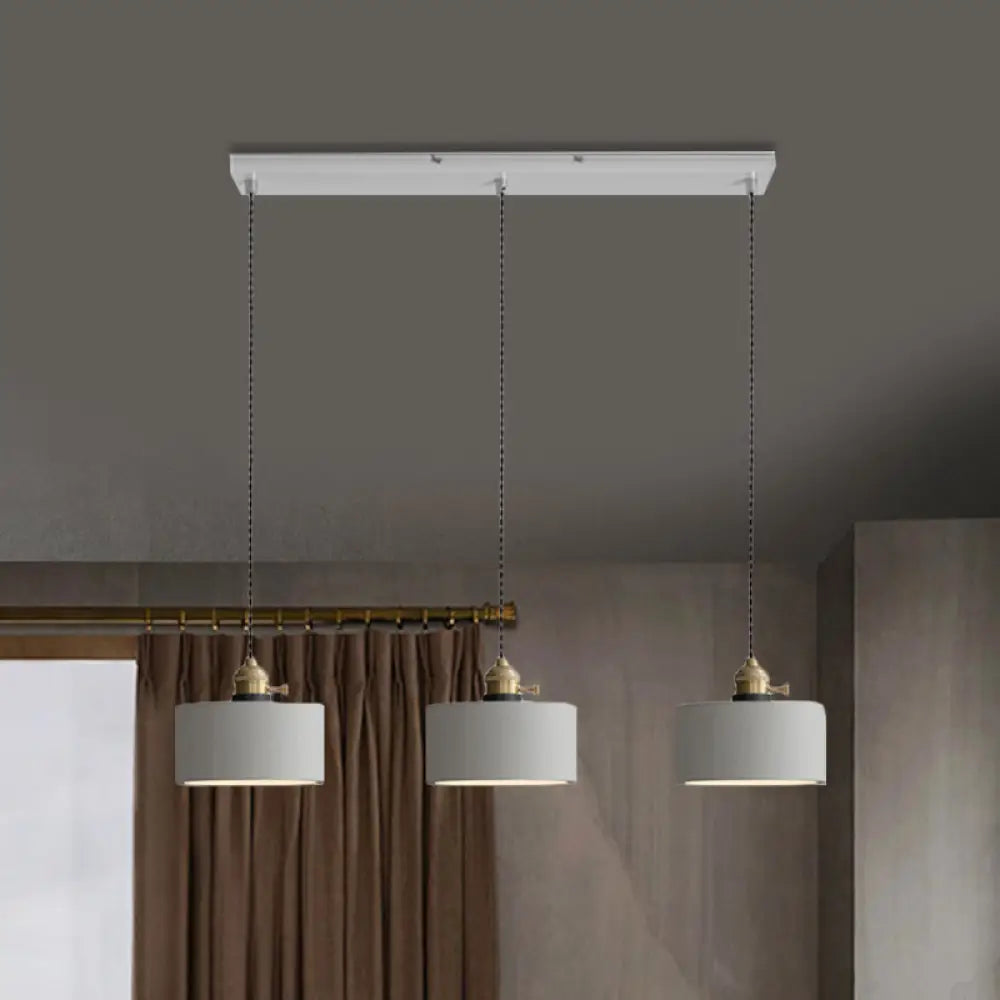 Vintage 3-Light Pendant Lamp Kit With Multiple Cement Shades In Grey - Restaurant Lighting / 5’