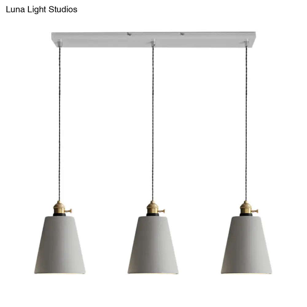 Vintage 3-Light Pendant Lamp Kit With Multiple Cement Shades In Grey - Restaurant Lighting