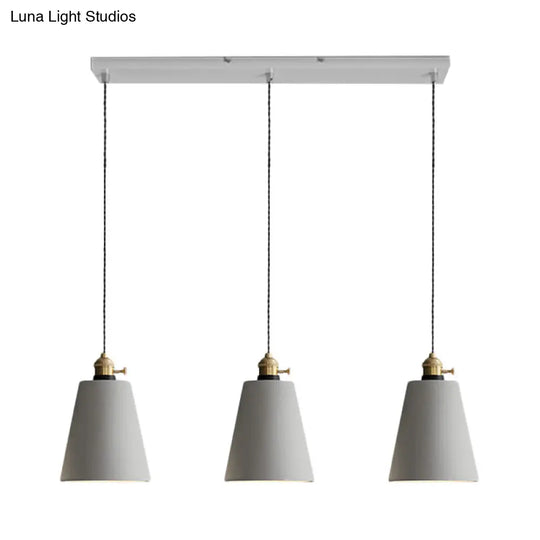 Vintage 3-Light Pendant Lamp Kit With Multiple Cement Shades In Grey - Restaurant Lighting