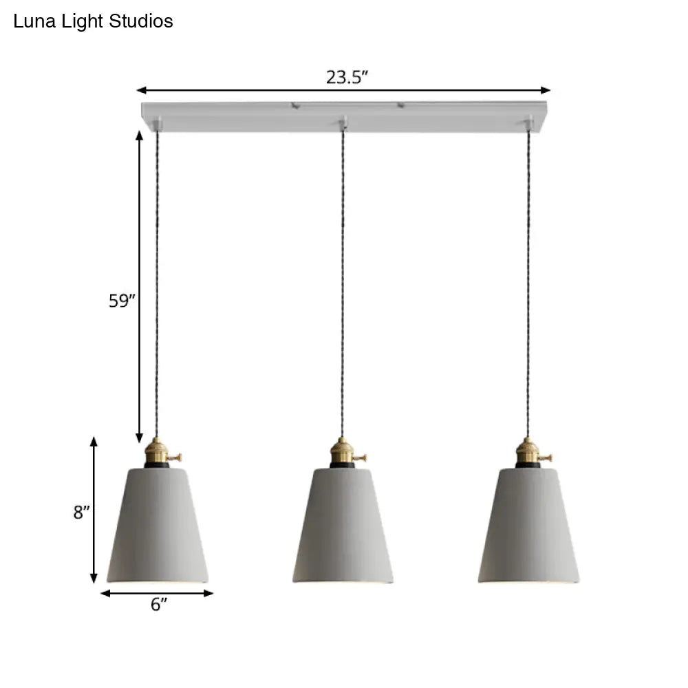 Vintage 3-Light Pendant Lamp Kit With Multiple Cement Shades In Grey - Restaurant Lighting