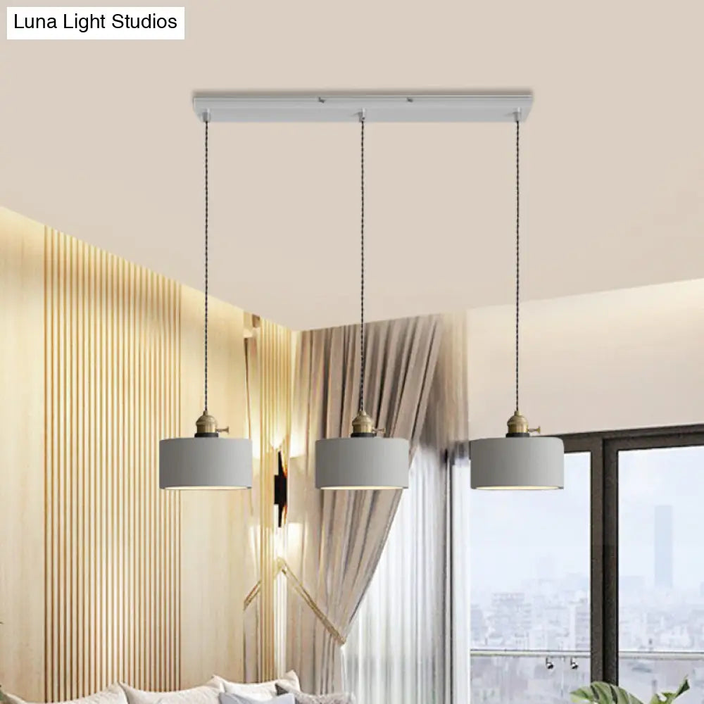 Vintage 3-Light Pendant Lamp Kit With Multiple Cement Shades In Grey - Restaurant Lighting