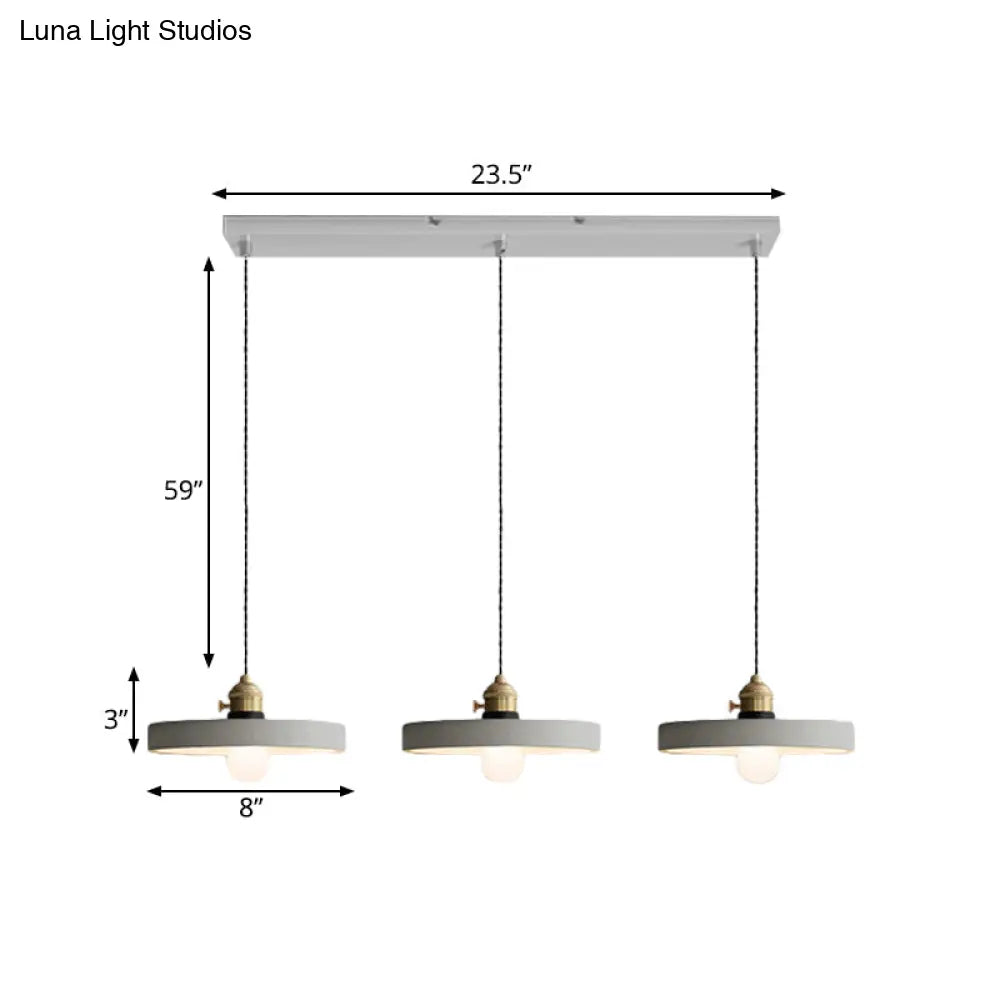 Vintage 3-Light Pendant Lamp Kit With Multiple Cement Shades In Grey - Restaurant Lighting