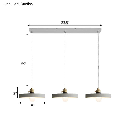 Vintage 3-Light Pendant Lamp Kit With Multiple Cement Shades In Grey - Restaurant Lighting