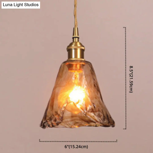 Vintage Alabaster Glass Pendant Lamp For Living Room - 1 Light Amber Lighting