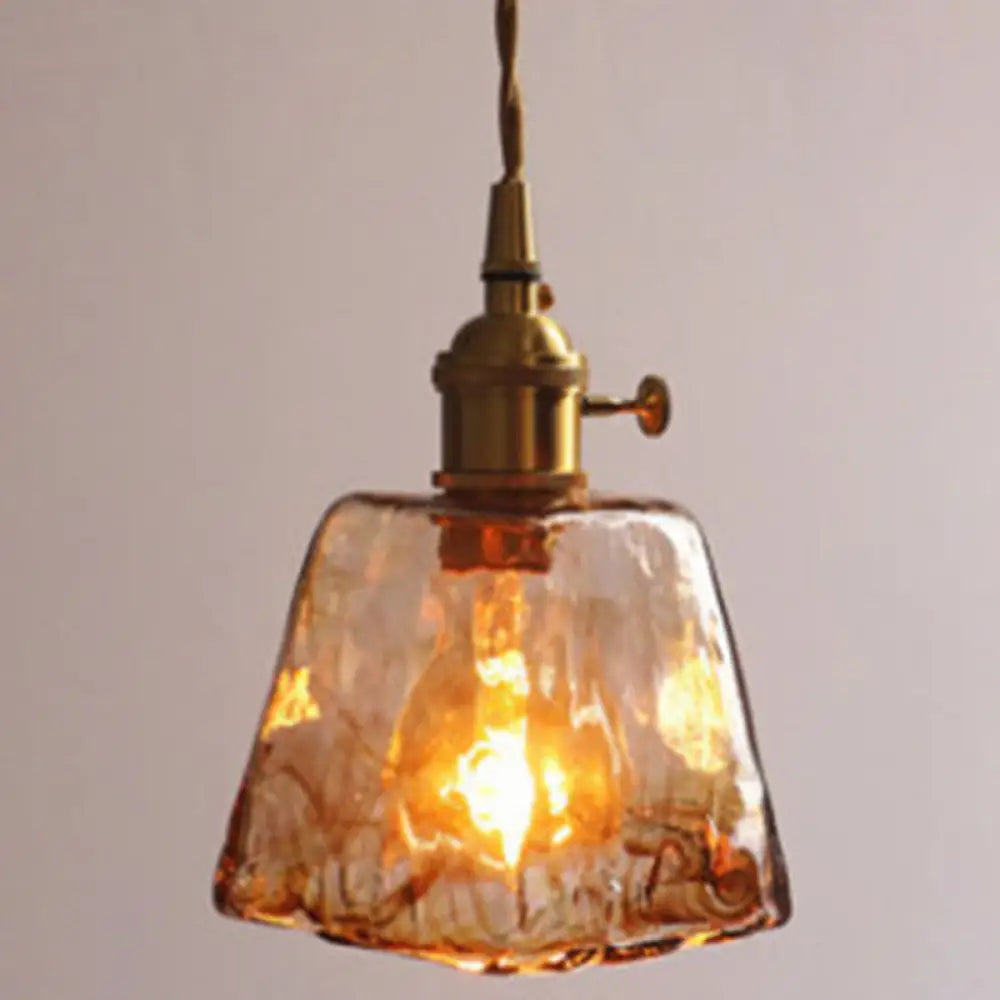 Vintage Alabaster Glass Pendant Lamp For Living Room - 1 Light Amber Lighting / 5.5’
