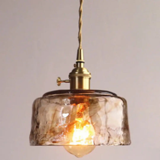 Vintage Alabaster Glass Pendant Lamp For Living Room - 1 Light Amber Lighting / 6.5’