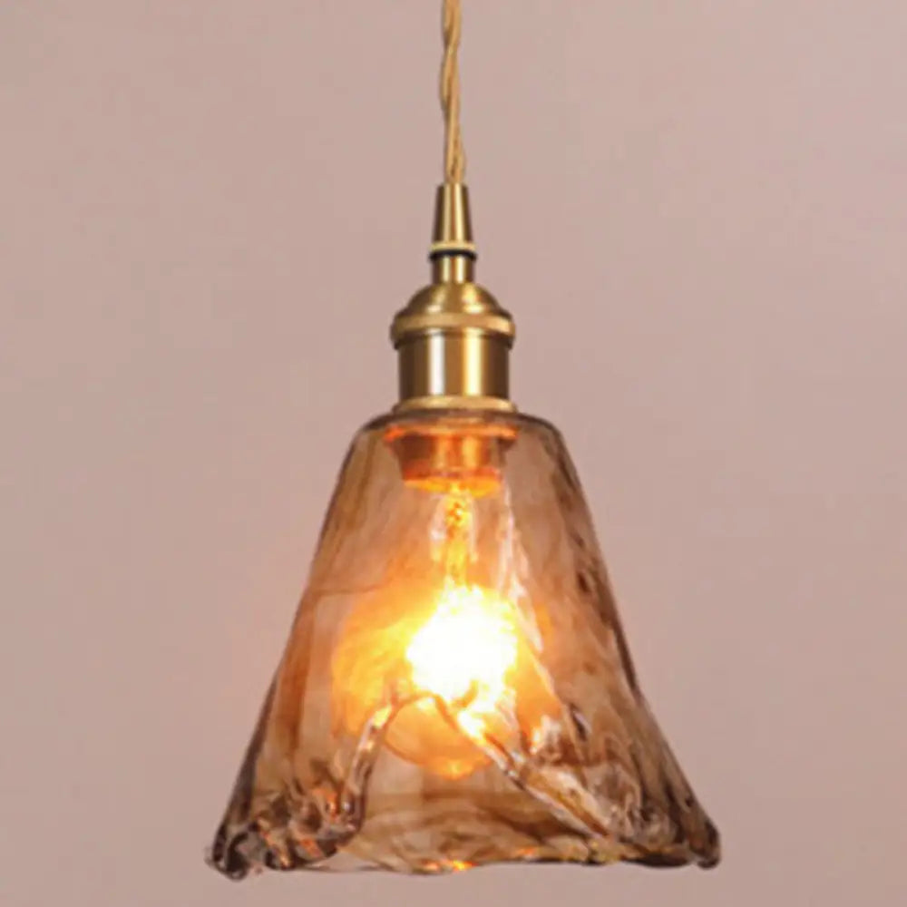 Vintage Alabaster Glass Pendant Lamp For Living Room - 1 Light Amber Lighting / 6’