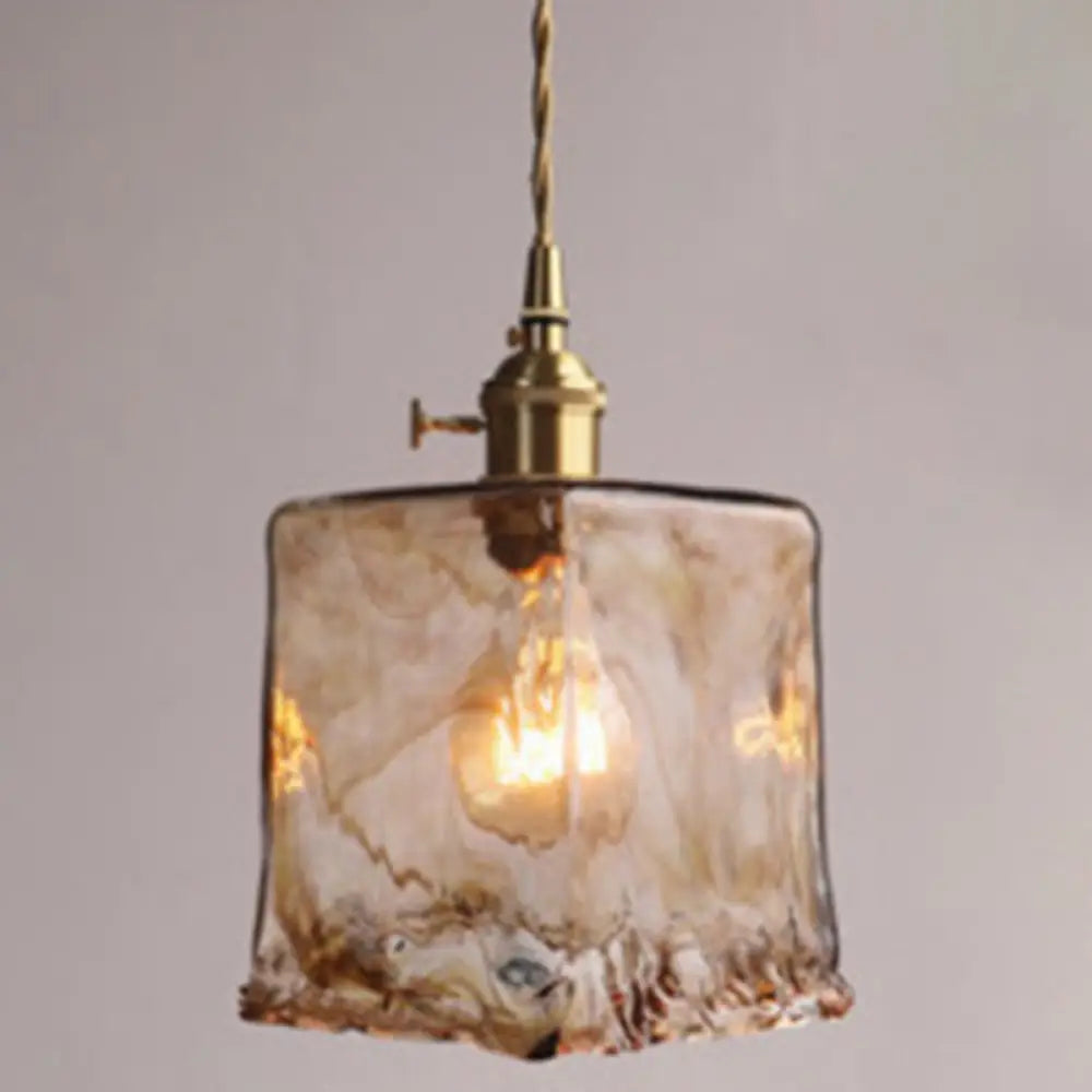 Vintage Alabaster Glass Pendant Lamp For Living Room - 1 Light Amber Lighting / 7’