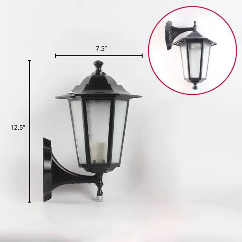 Vintage Aluminum Lantern Wall Sconce - Garden Mounted Lighting Black / Small