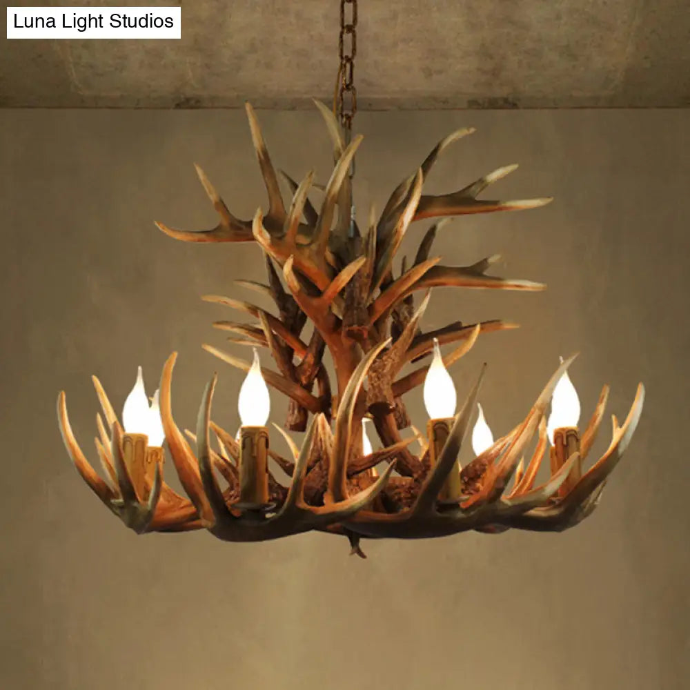 Vintage Antler Chandelier Pendant Light - Resin Hanging For Living Room