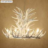 Vintage Antler Chandelier Pendant Light - Resin Hanging For Living Room