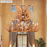 Vintage Antler Chandelier Pendant Light - Resin Hanging For Living Room